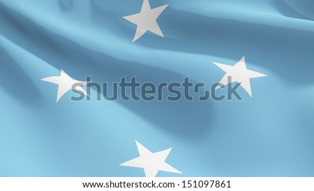 A close up view of the flag of Micronesia with fabric texture visible at 100%.
