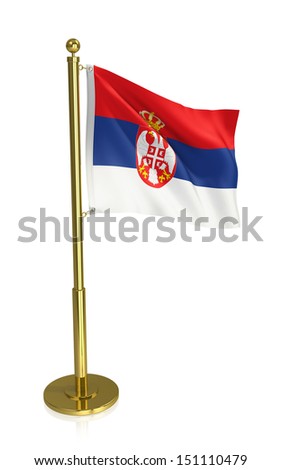 A view of the flag of Serbia isolated on white with clipping path.