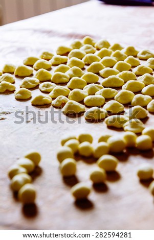 Orecchiette. Cooking of Italian handmade pasta, typical of the Puglia region in southern Italy.
