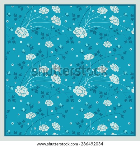 Floral pattern, design for shawl, pocket square, textile