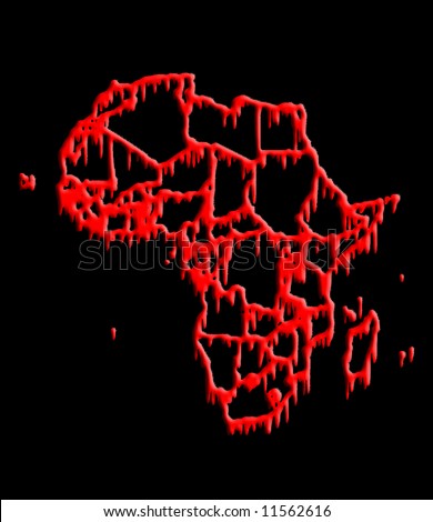 Contour of African countries covered with blood (volume)