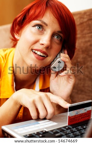 young happy woman with phone