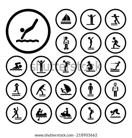 water sport vector icon set