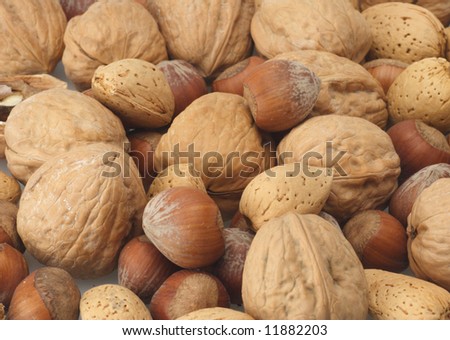 Mixed nuts close up ready to be eaten for snack