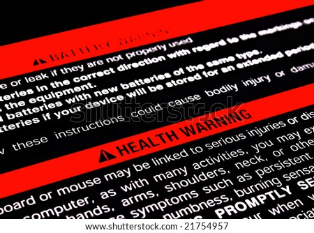 health warning on the back of a computer keyboard