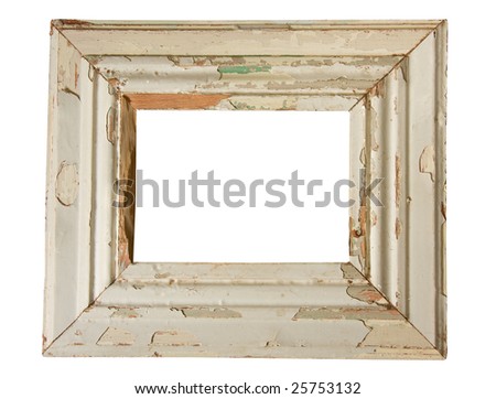 empty old weathered picture frame isolated on white