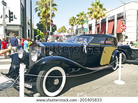 BEVERLY HILLS, CALIFORNIA - JUNE 15, 2014: 1930 Rolls Royce Phantom II Town Car by Brewster \