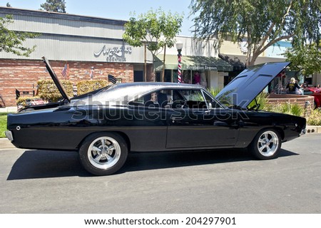 MONTROSE/CALIFORNIA - JULY 6, 2014: 1968 Dodge Charger owned by Larry Peterson at the Montrose Hot Rod & Classic Car Show. July 6, 2014 Montrose, California USA