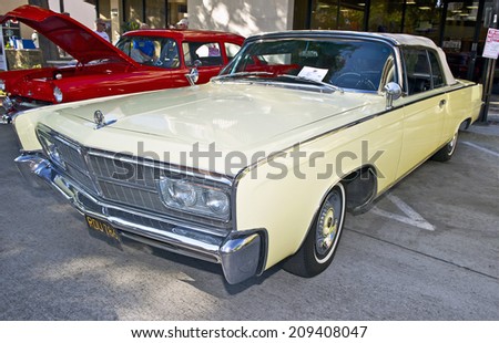 BURBANK/CALIFORNIA - JULY 26, 2014: 1965 Imperial Crown owned by Milton Hardaway at the Burbank Car Classic July 26, 2014, Burbank, California USA