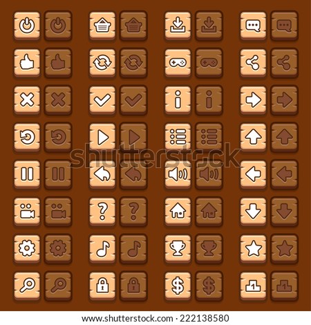 stock-vector-game-menu-icons-wooden-butt
