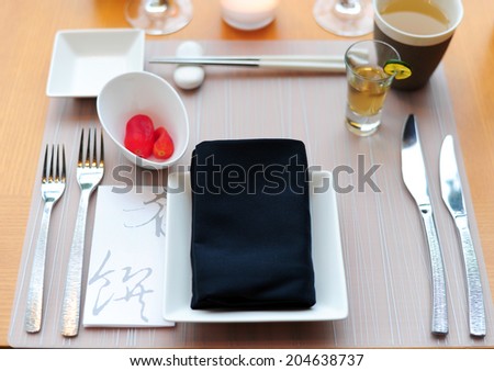 Hotel service  table in a restaurant