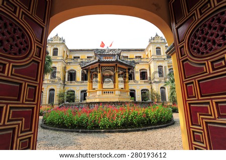 HUE, VIETNAM - MARCH 17, 2015 : Front Palace of Cung an dinh in Hue vietnam on 17 March 2015.