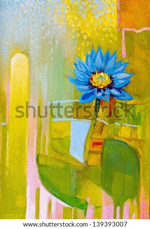 Original oil paintings on canvas. Lily in blue.