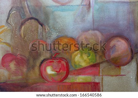 Original oil painting on canvas. Fruit