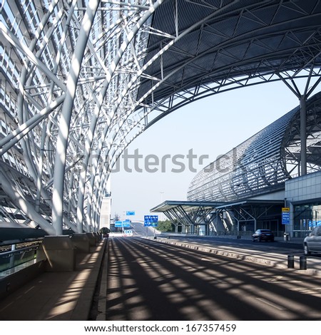 Light rail station and subway train exit in china