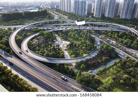 overpass and a lot of cars in China