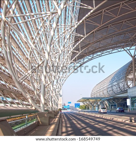Light rail station and subway train exit in china