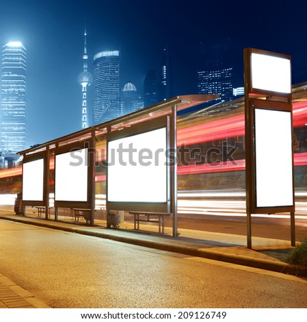 Blank billboard on the bus stop,shanghai,China