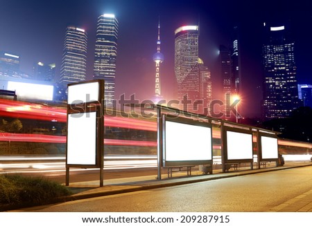 Blank billboard on the bus stop,shanghai,China