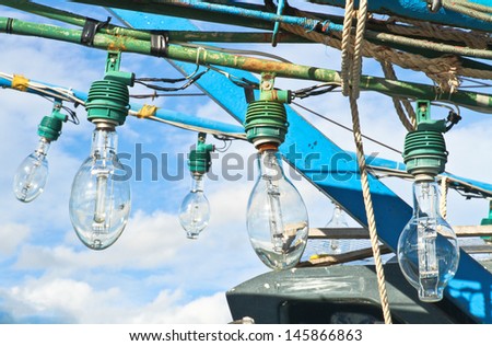 The lamps of fishing boat