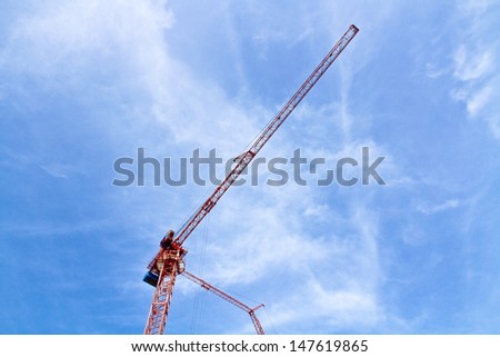 Red crane  and blue sky
