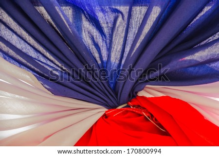 Blue white and red curtain