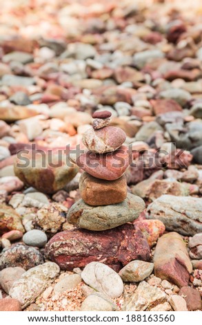 Brown rocks on the coast of the Sea.Concept of balance and harmony