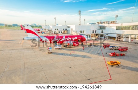 BANGKOK - May 19 : Don Mueang International Airport on May 19,2014 in Thailand.Air Asia is one of airlines in Don Mueang International Airport Bangkok, Thailand