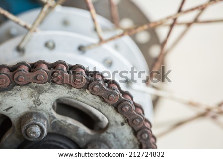 Close up of a motorcycle chain