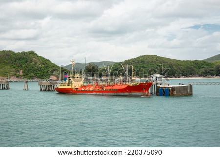 LPG (liquid petroleum gas) tanker at port