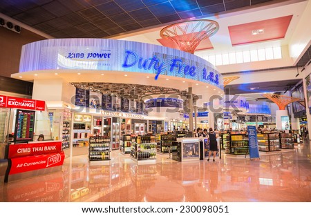 BANGKOK- NOVEMBER 10 : King power Duty free shop at Don Mueang Airport, Bangkok on November 10, 2014. Don Mueang International Airport is one of two international airports serving Bangkok, Thailand