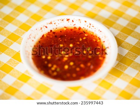 Sweet chili sauce in little bowl