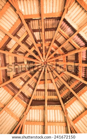 Wood circle structure under roof tile