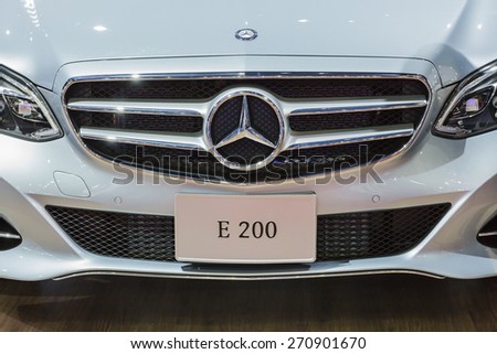 PATTAYA,THAILAND - APRIL 19 : The modern lamps and head of new Mercedes Benz E 200 in April 19, 2015 in Pattaya,Thailand
