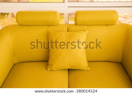 Pillow and soft sofa yellow silk set