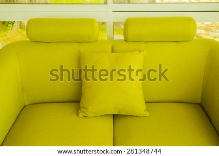 Pillow and soft sofa green silk set