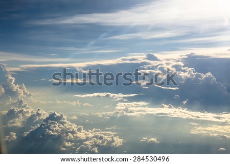 White cloud against sun light in rainy season