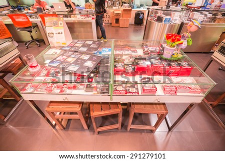 BANGKOK, THAILAND - JUNE 27, 2015: Interior of The Fotofile shop in  the Mall department store in Bangkok,Thailand. The Fotofile is the camera shop that largest in this department store.