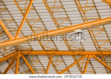 Yellow iron structure roof  with big lamp