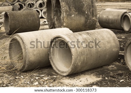 old concrete sewage pipes