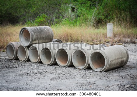 Concrete sewage pipes stack