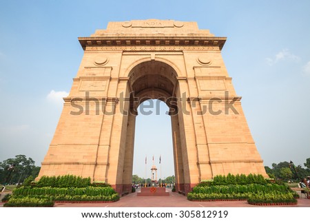 NEW DELHI, INDIA - AUGUST 4: The Indian gate in  New Delhi,India on August 4, 2015. The Indian gate is the national monument of India.