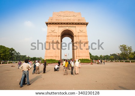 NEW DELHI, INDIA - AUGUST 4: The Indian gate in New Delhi,India on August 4, 2015. The Indian gate is the national monument of India.