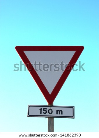 blank road sign - give way