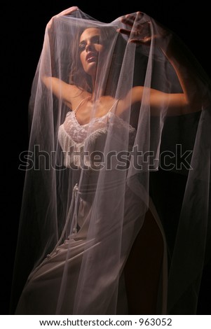 wedding veil hiding under