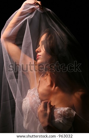 wedding veil over face right
