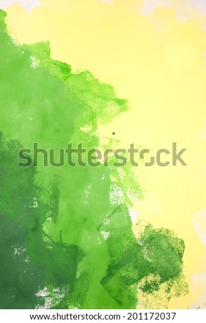 Green and yellow background roughly crafted with acrylic paint