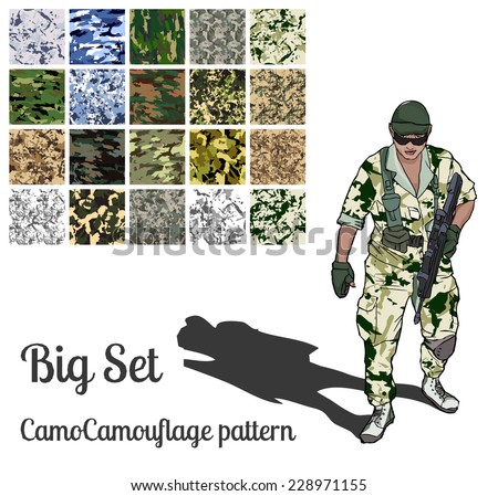 Camouflage set vector fabric pattern.Can be used for background design military textile Camouflage set vector fabric pattern.Can be used for background design military textile