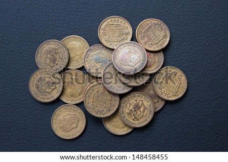 Collection of ancient coins of Spain 1 peseta