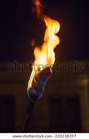 Torch fire at night
